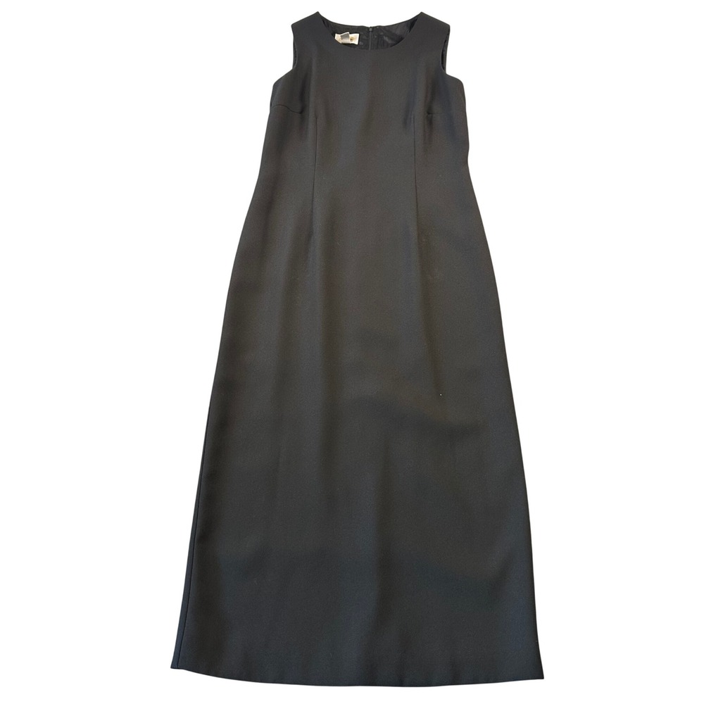 Talbots Black Sleeveless Maxi Sheath Dress Size 6 Lined Crepe Formal Evening